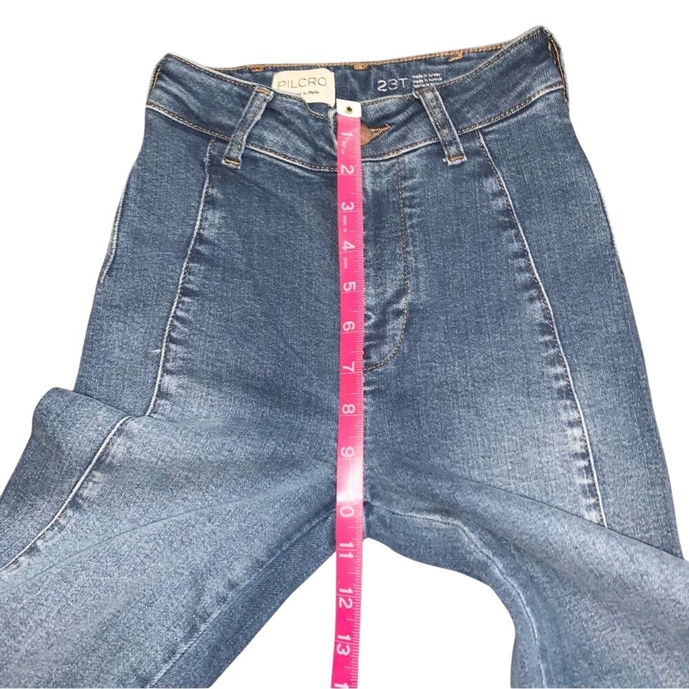 ANTHROPOLOGIE Pilcro Womens Blue Jeans, Size 23 Tall, Fluted High-Rise Flare - Picture 11 of 14
